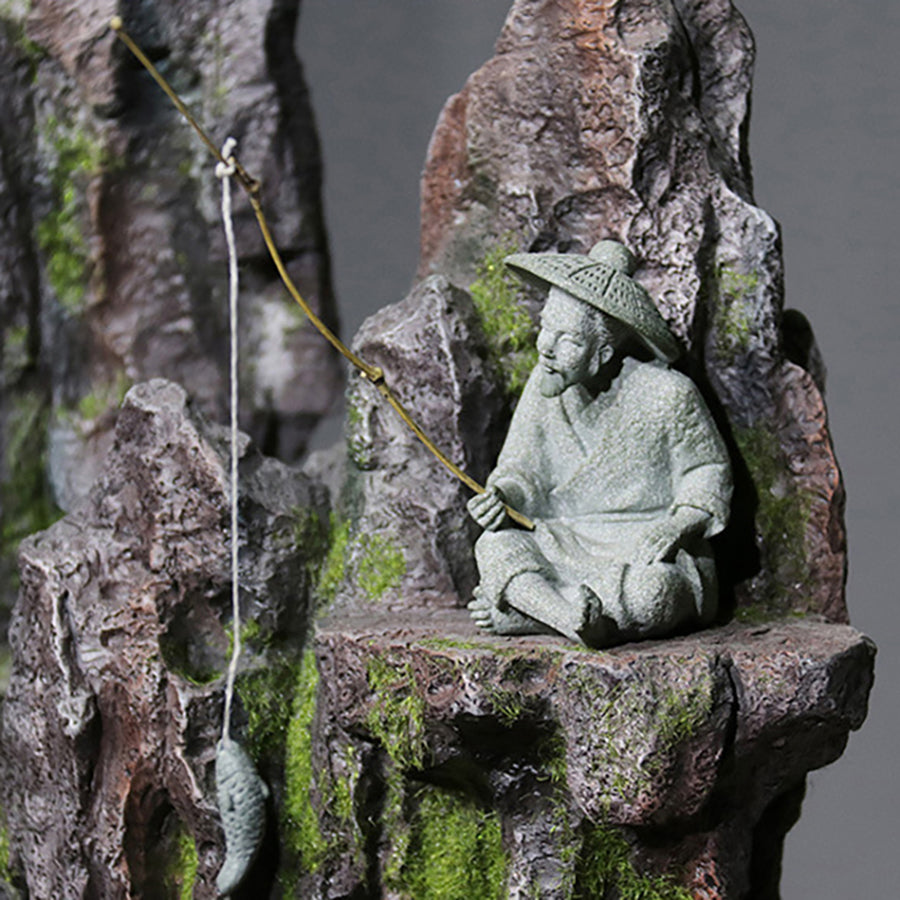 Aquarium Decorations Simulated Fisherman Statue, Fairy Garden Accessories for Micro Landscape Decoration, Zen Garden for Desk