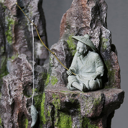 Aquarium Decorations Simulated Fisherman Statue, Fairy Garden Accessories for Micro Landscape Decoration, Zen Garden for Desk