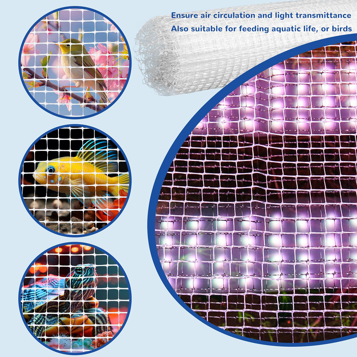 7PCS Aquarium Clear Mesh Netting, Aquarium Lid, Fish Net for Fish Tank Cover, Fish Tank Lid, Transparent Air Screen Top Cover Replacement for Aquarium Fish Tank Covering, Plastic Mesh Screen for Aquarium Net, Aquarium Top Cover, 100 X 120CM