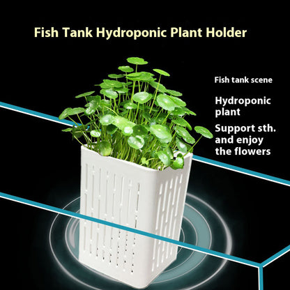 Fish Tank Plant Plastic Hydroponic Basket, Aquarium Plant Stand, Hanging Aquatic Plant Holder Pot, Aquarium Aquascape Decorations for Aquarium or Fish Tank Aquaponics and Hydroponic Plants, with Hooks Can Be Hung on the Edge of the Tank