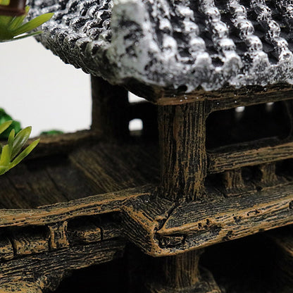 Classical Chinese Landscape for Aquarium Decorations, Fish Tank Castle with Shelf, Aquarium Ornament for Guppy Betta Clownfish
