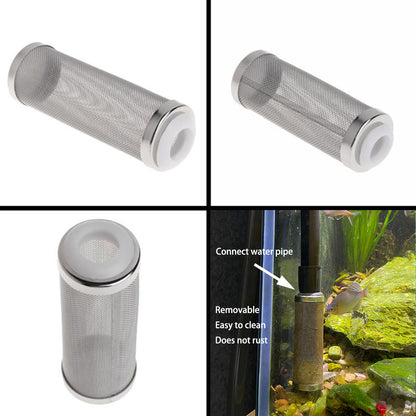 2PCS Aquarium Filter Intake Guard, Stainless Steel Mesh Inflow Aquarium Filter Guard Intake Cover for Shrimp and Fish, Water Inlet Protector 12/16MM