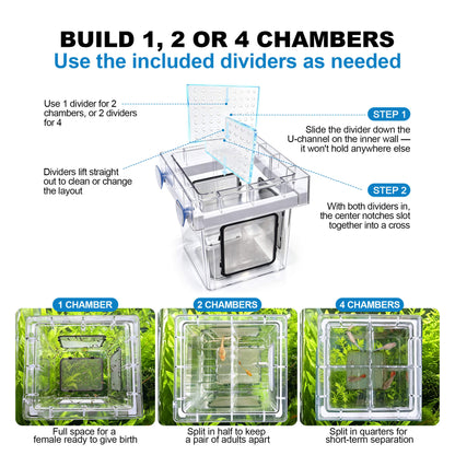 BaoZqua Aquarium Breeder Box for Fish Tank, 316 Stainless Mesh Fry Nursery