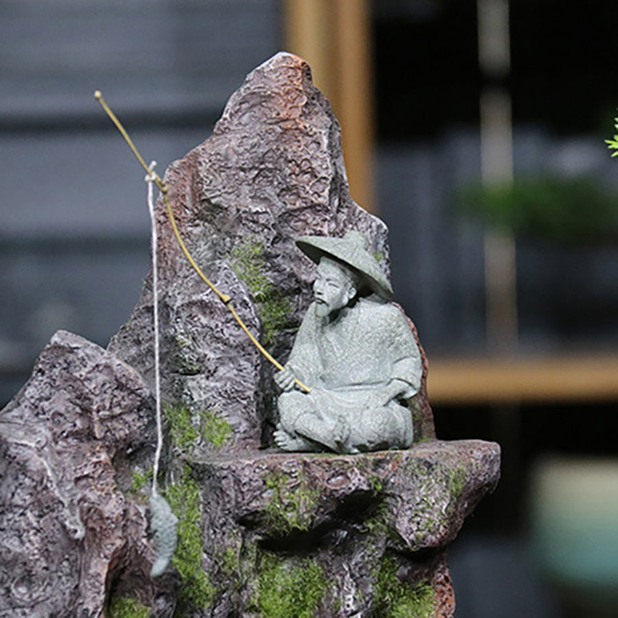 Aquarium Decorations Simulated Fisherman Statue, Fairy Garden Accessories for Micro Landscape Decoration, Zen Garden for Desk
