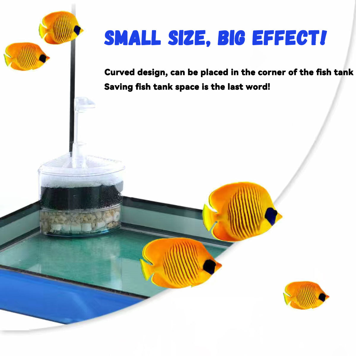 Aquarium Corner Sponge Filter,Bio Foam Filter with Natural Stone Gravels and Ceramic Rings for Fish Tank (Air Pump Not Included)