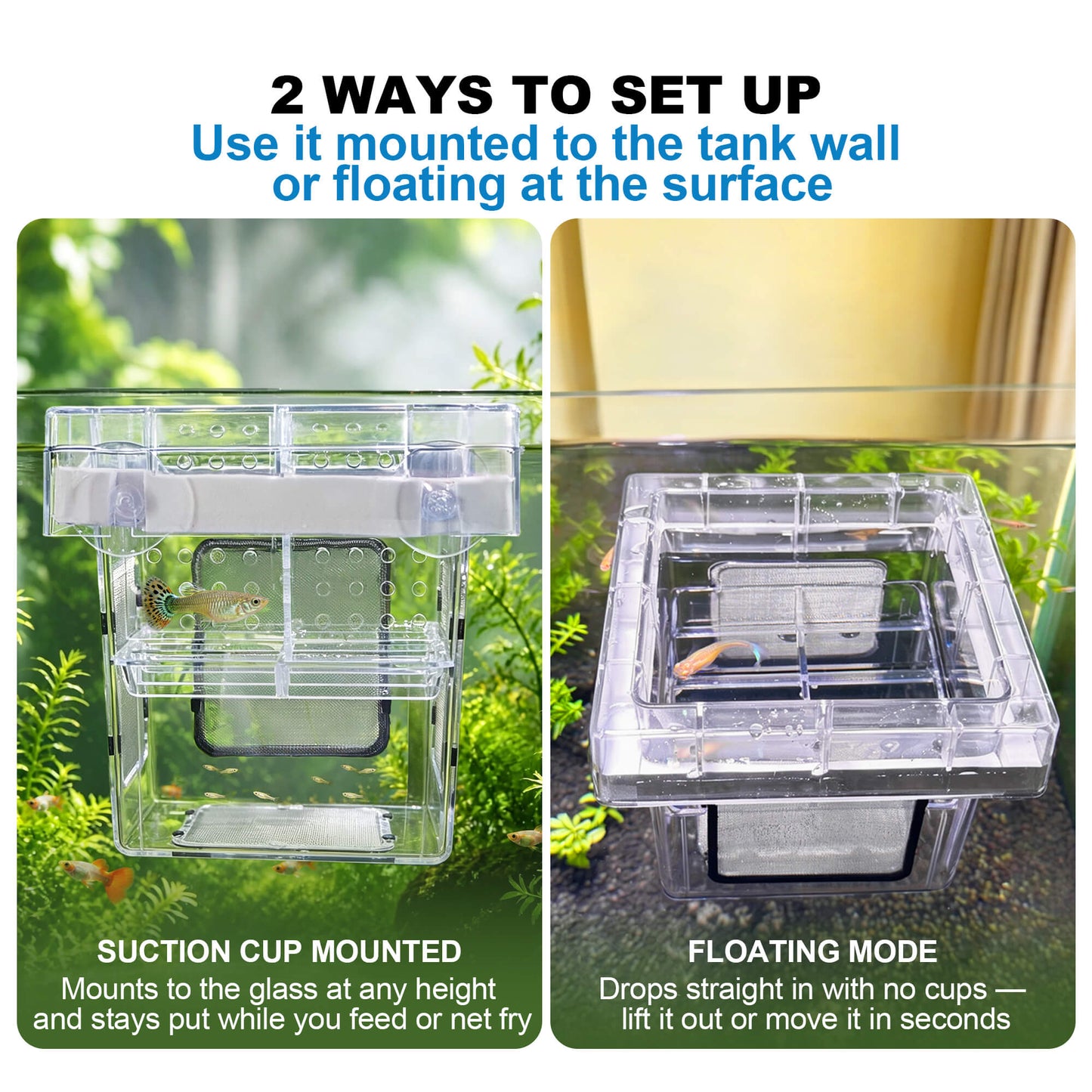 BaoZqua Aquarium Breeder Box for Fish Tank, 316 Stainless Mesh Fry Nursery