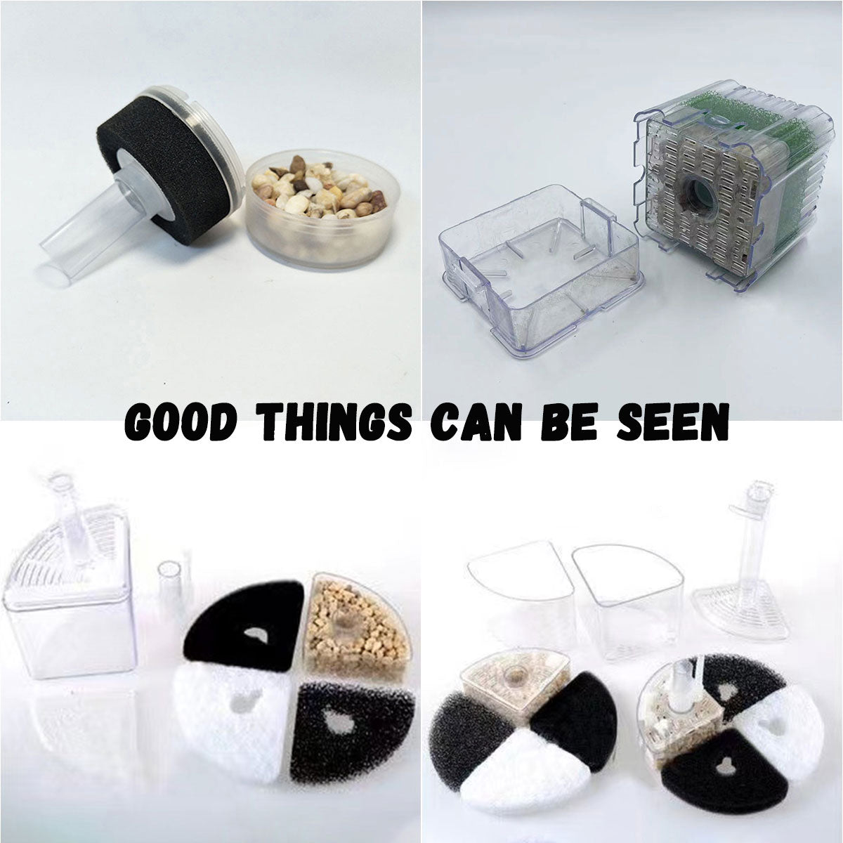 Aquarium Corner Sponge Filter,Bio Foam Filter with Natural Stone Gravels and Ceramic Rings for Fish Tank (Air Pump Not Included)