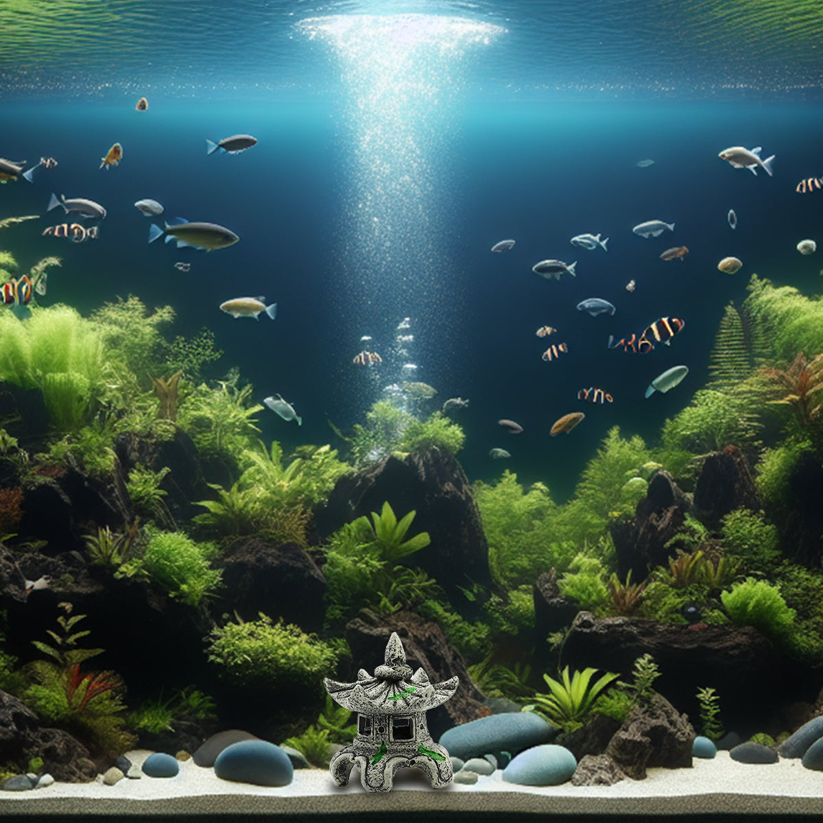 Simulation of Green Lighthouse Ornaments for Fish Tank, Aquarium Decoration, Home Decoration, Artificial Resin Ornaments Aquarium Landscaping, Aquarium Hideaway Betta Guppy and Small Fish Ornaments