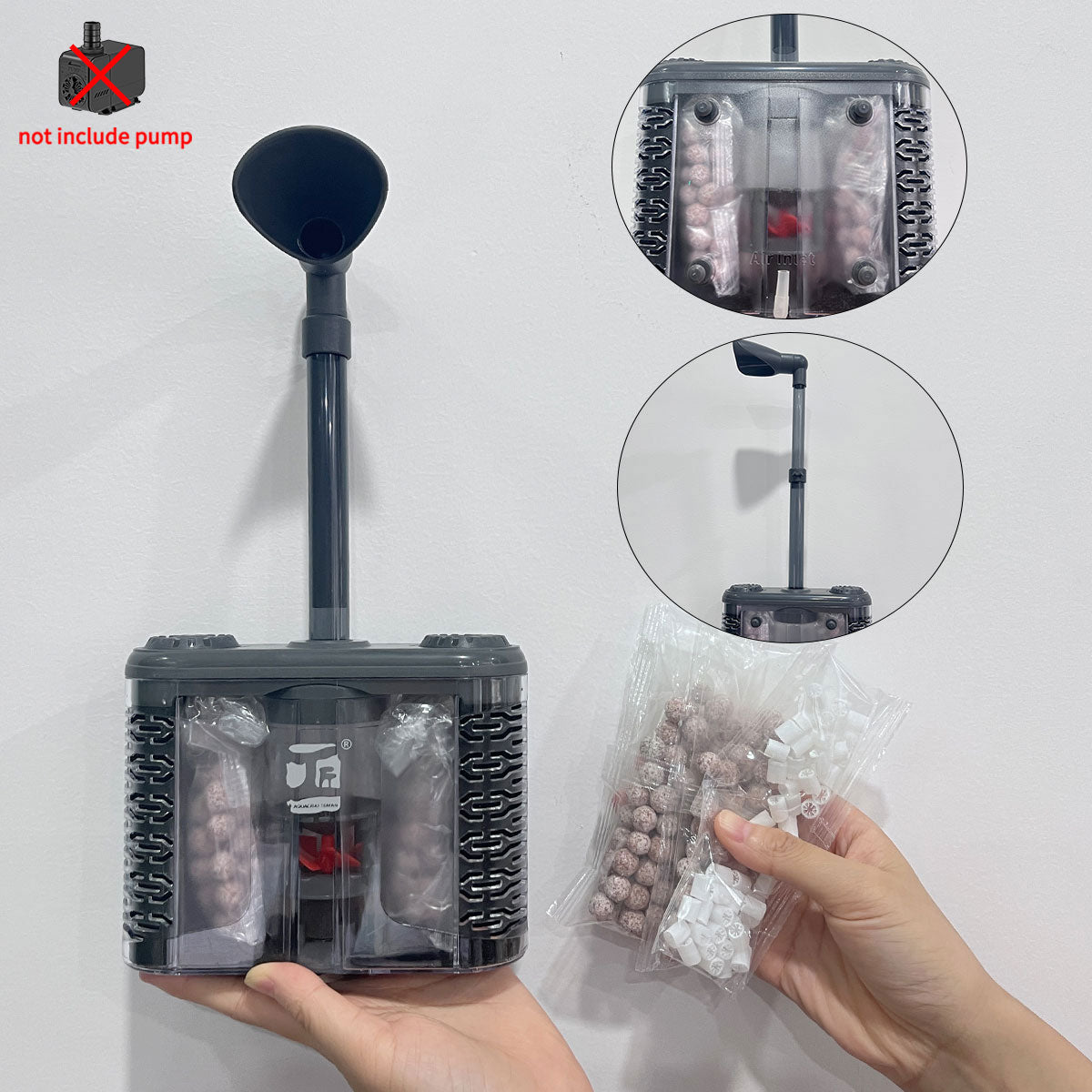 6 in 1 Fish Tank Filters, Aquarium Sponge Internal Filter, Adjustable Flow Double Layer Sponge Fluidized Bed Filter for 5-75 Gallon Fish Tanks (No Pump Included)