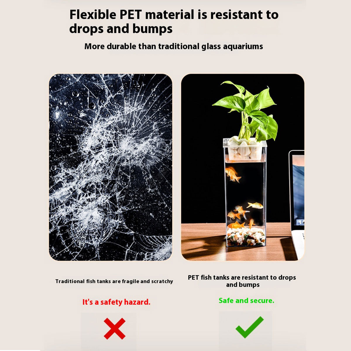 Crystal-Clear Plastic Fish Tank, Cylindrical or Rectangular Desktop Fish Tank & Hydroponic Planter, High-Transparency Display for Aquatic Plants, Fresh/Dried Flowers, Home & Office Décor