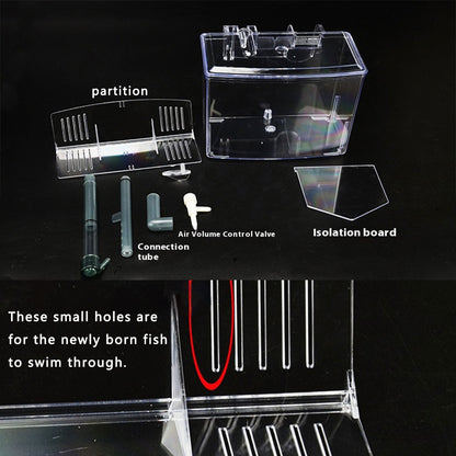 Acrylic Hang-On Breeding & Isolation Box — Fry/Shrimp Incubator & Refugium, Medium 2-Chamber (No Pump) / Large 3-Chamber (No Pump), Clear External Hatchery for Freshwater & Marine