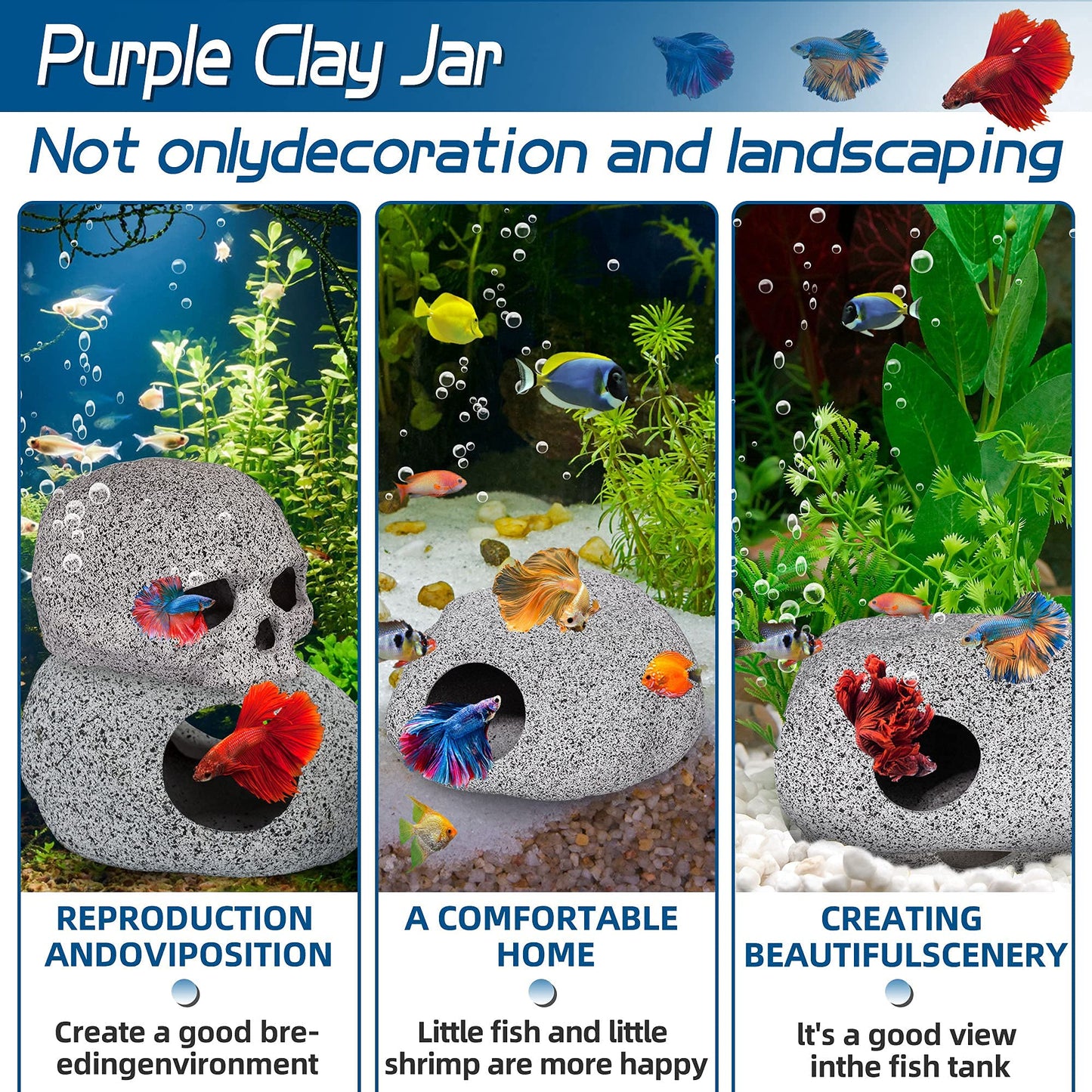 Aquarium Hideaway Rock Cave for Aquatic Pets to Breed, Decor Stone for Betta