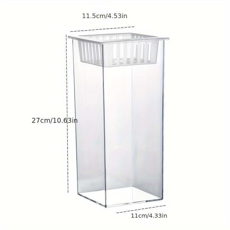 Crystal-Clear Plastic Fish Tank, Cylindrical or Rectangular Desktop Fish Tank & Hydroponic Planter, High-Transparency Display for Aquatic Plants, Fresh/Dried Flowers, Home & Office Décor