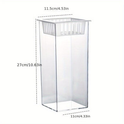 Crystal-Clear Plastic Fish Tank, Cylindrical or Rectangular Desktop Fish Tank & Hydroponic Planter, High-Transparency Display for Aquatic Plants, Fresh/Dried Flowers, Home & Office Décor
