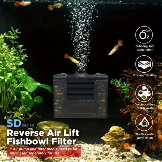 Fish Tank Filter Detachable Filter with Air Stone, Aquarium Sponge Filter Suitable for 2-5 Gallon Tank (Air Pumps Not Included)