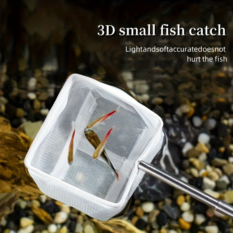 2Pcs/Set Aquarium Stainless Steel Fish Net for Small Fish Tank, Shrimp Net, Aquarium Betta Fish Tank Accessories, Retractable Adjustable Fishing Net Fast-Dry Mesh Scoop