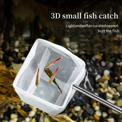 2Pcs/Set Aquarium Stainless Steel Fish Net for Small Fish Tank, Shrimp Net, Aquarium Betta Fish Tank Accessories, Retractable Adjustable Fishing Net Fast-Dry Mesh Scoop