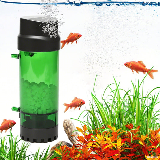 Aquarium Fluidized Bed Filter, Medium Submersible Sponge Filter with Air Stone, Ultra-Quiet Oxygenation, Air Pump Accessories, Suitable for Freshwater And Saltwater, Without Battery