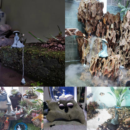 Aquarium Ornament Fishing Old Man with Fishing Rod,Fairy Garden Accessories for Micro Landscape Decoration,Zen Garden for Desk