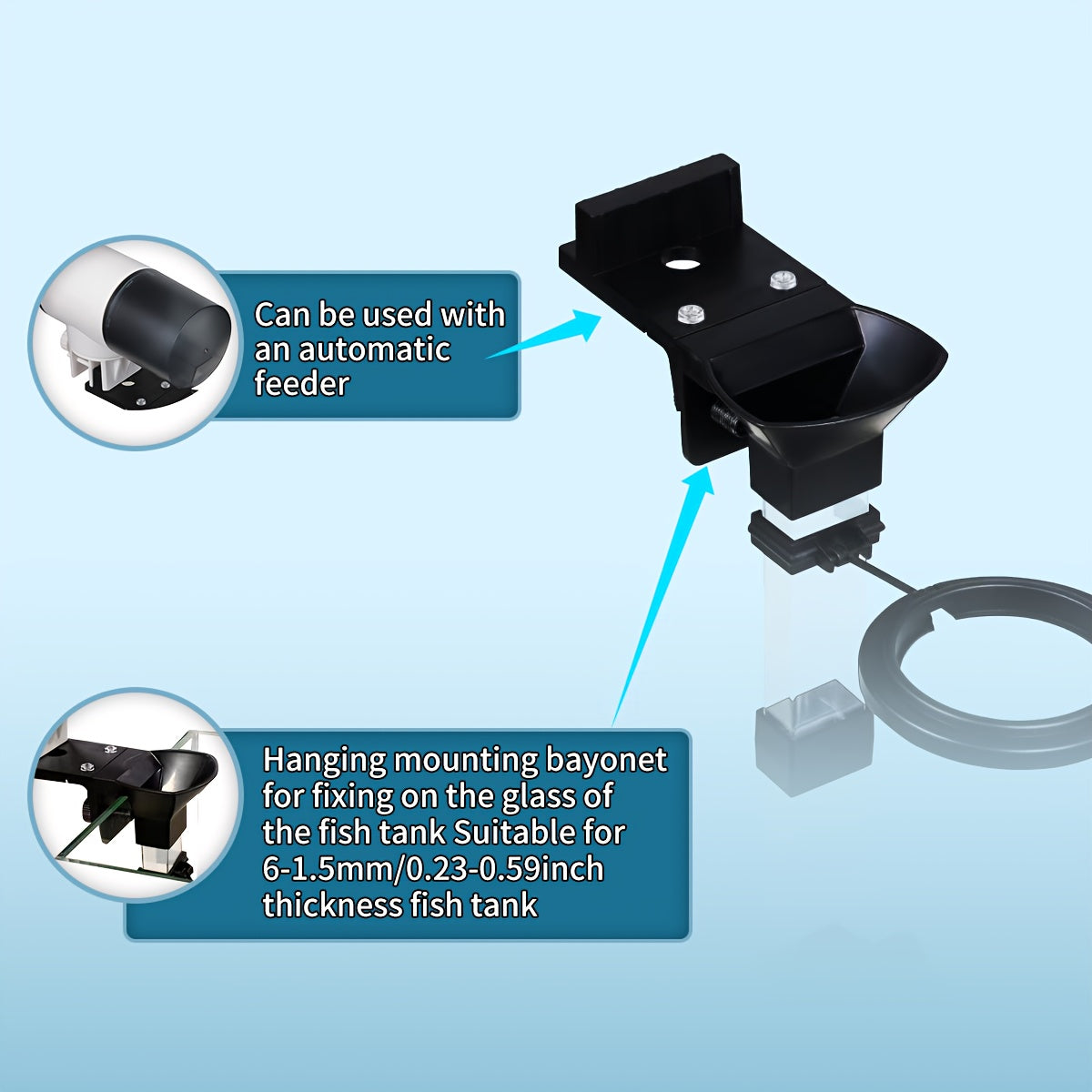 Aquarium Feeding Tube with Floating Feeding Ring for Fish Tank, Shrimp Feeding Tube and Dish Set, Can Be Clamped to the Tanktransparent with Black, Fish Shrimp Food Feeder