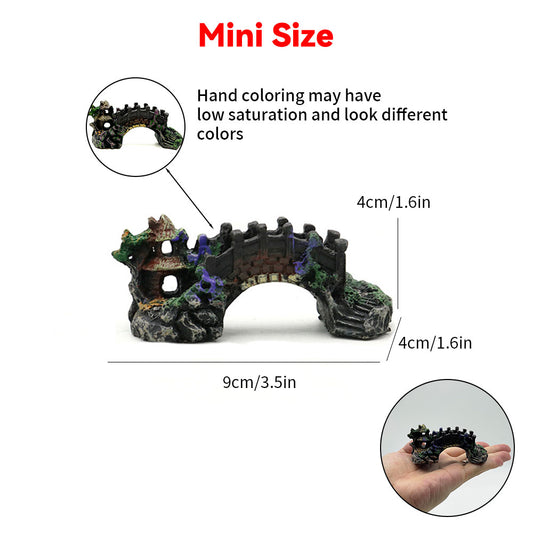 Aquarium Resin Bridge Decoration, Fish Tank Archway for Betta Fish Hideout