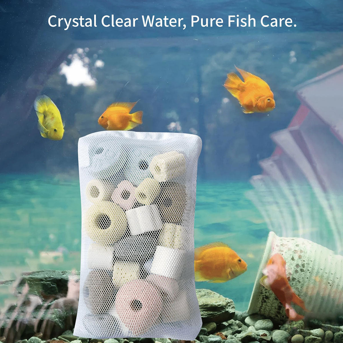 10 PCS Aquarium Filter Media Bags, Reusable Mesh Bags Aquarium Substrate, Aquarium Media Bag, Filter Media Bag, Aquarium Filter Media Bags with Zipper for Fish Tank Filter, Not Included Activated Carbon, Biospheres Ceramic Rings(5.9Inchesx7.8Inches)