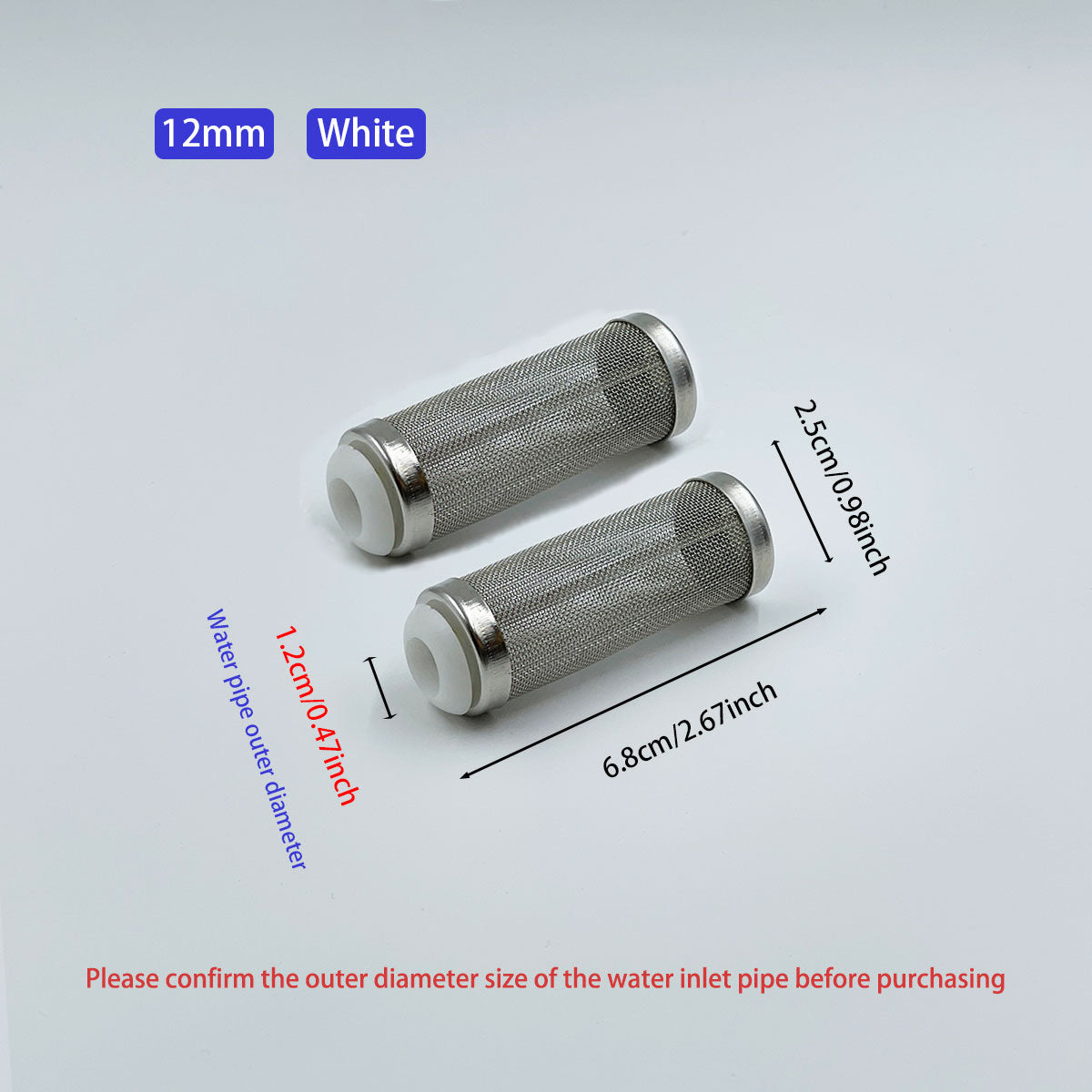 2PCS Aquarium Filter Intake Guard, Stainless Steel Mesh Inflow Aquarium Filter Guard Intake Cover for Shrimp and Fish, Water Inlet Protector 12/16MM
