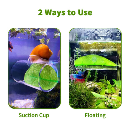 Aquarium Acrylic Tube Tunnel with Suction Cup and Floatation Rings,  Betta Fish Hammock, Betta Fish Leaf Mat Breeding and Resting Bed Simulating the Natural Habitat of Betta Fish Spawning Grounds, Betta Fish Shelter, Eva Rings, Green