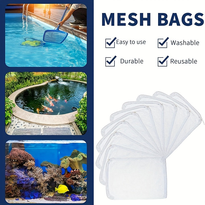 10 PCS Aquarium Filter Media Bags, Reusable Mesh Bags Aquarium Substrate, Aquarium Media Bag, Filter Media Bag, Aquarium Filter Media Bags with Zipper for Fish Tank Filter, Not Included Activated Carbon, Biospheres Ceramic Rings(5.9Inchesx7.8Inches)