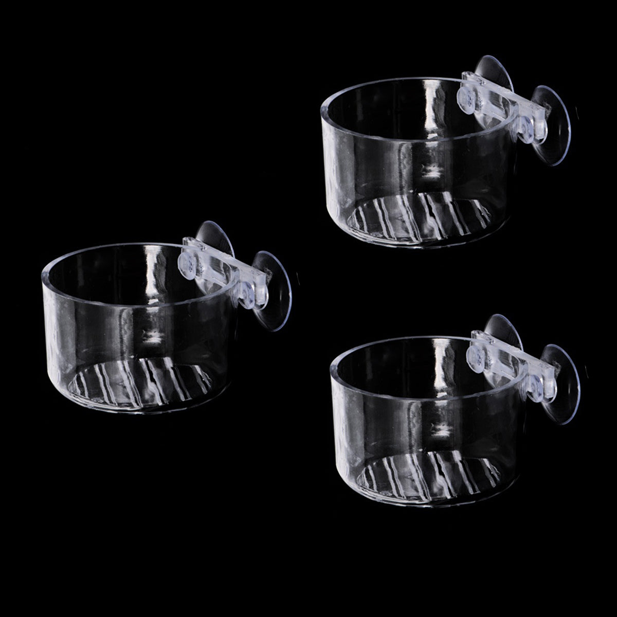 3PCS Aquarium Red Worm Fish Feeder, Transparent Suction Cup Fishes Feeding Cup Food Container for Feeding Shrimp Fish, for Aquarium or Small Fish, Turtle Aquarium(Acrylic  Hole Cup)