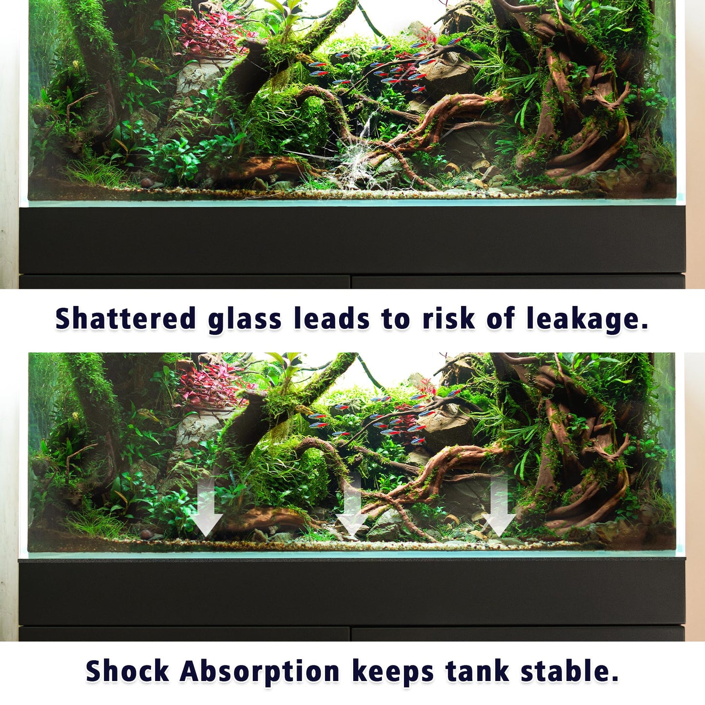 Aquarium Leveling Mat, 10 Gallon Fish Tank Mat for Shock Absorbing, 19.68 X11.81 Inches Compressible Neoprene Mat, Heavy Weight Support Fish Tank Cushions Nonslip Aquarium Bottom Pad, Black Foam Leveling Mat