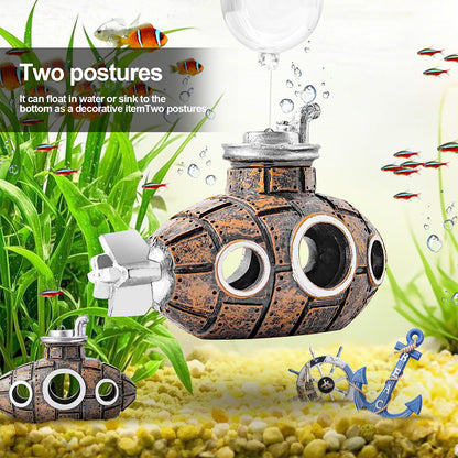Aquarium Decoration Submarine Diver Ornament Fish Tank Hideout, Submersible Submarine, Resin  Sunken Ship Decorations