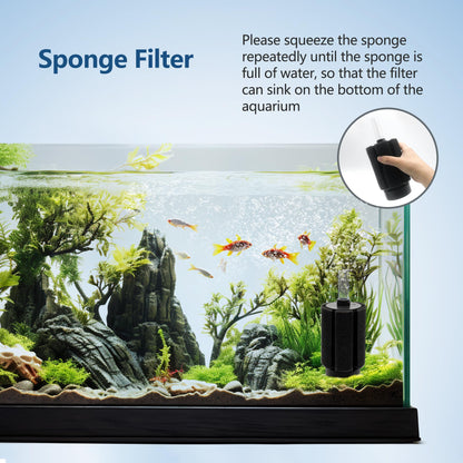 Aquarium Large Bio Sponge Filter Quiet Betta Fry Shrimp and Small Fish Foam Filter for Fish Tank Up to 60 Gallon