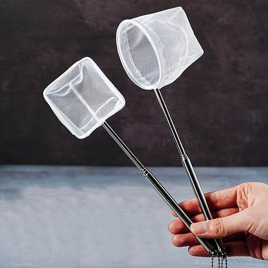 2Pcs/Set Aquarium Stainless Steel Fish Net for Small Fish Tank, Shrimp Net, Aquarium Betta Fish Tank Accessories, Retractable Adjustable Fishing Net Fast-Dry Mesh Scoop