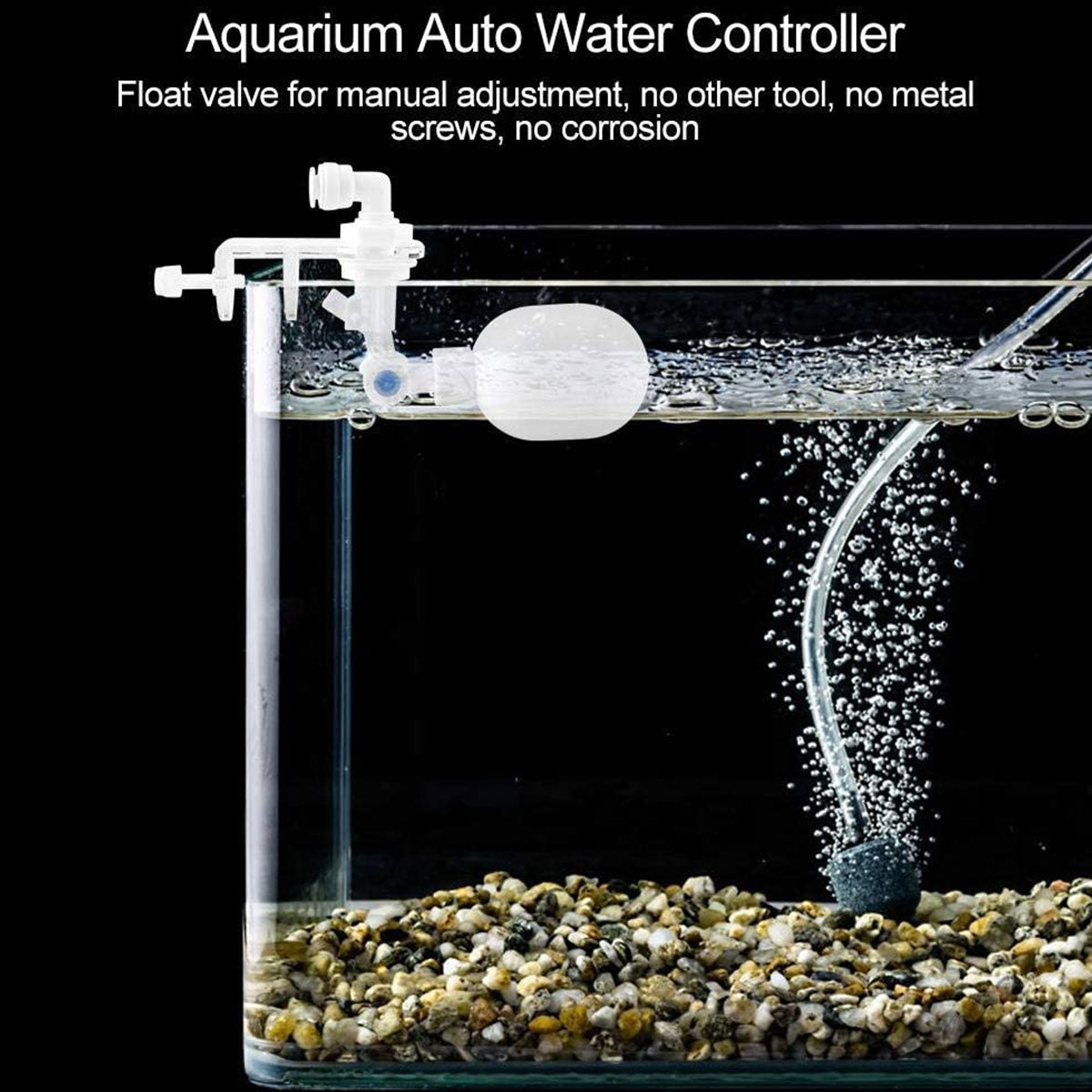 Auto Water Filler, Plastic Nonelectric Water Level Controller Auto Top Off System Adjustable Valve Mounting for Aquarium Fish,  Adjustable Tube Float Valve Kit for Aquarium Water Purifiers  (1 Float + 3Connect)