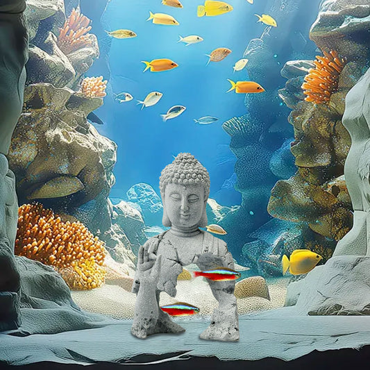 Creative Chinese Buddha Landscaping Decoration for Fish Tank Small Fish Shrimp Shelter House Tea Room Ornaments
