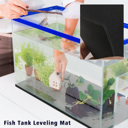 Aquarium Leveling Mat, 10 Gallon Fish Tank Mat for Shock Absorbing, 19.68 X11.81 Inches Compressible Neoprene Mat, Heavy Weight Support Fish Tank Cushions Nonslip Aquarium Bottom Pad, Black Foam Leveling Mat