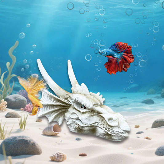 Aquarium Hideouts Dragon Skull Resin Decoration for Fish Tank, Dragon Skull Cave Decoration, Fish Aquarium Small Fish Hiding Hole, Hidden House, Creative Resin Dinosaur Skulls, Suitable for Fish Tank Garden Indoor and Outdoor Ornaments Decoration