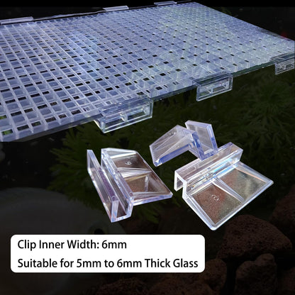 6/12 PCS Aquarium Fish Tank Top Cover Lid Divider Plastic Grid Panel Egg Crate Grate Bottom Isolation Filter Tray Separation Hoods with Acrylic Clear Holder