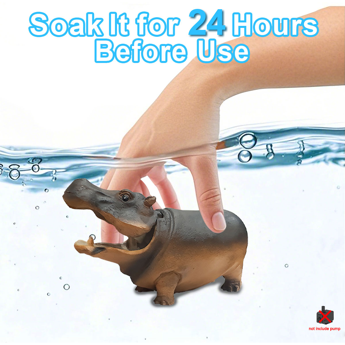 Aquarium Artificial Resin Hippo-Shaped Air Bubbler Decorations for Fish Tank, Aerated Bubble Stones, Aquatic Pet Supplies Home Accessories Decoration, Fish Tank Bubbler Decorations Aquarium Ornament Kit with Air Stone Pump, Pump not included