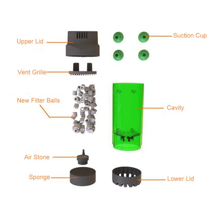 Aquarium Fluidized Bed Filter, Medium Submersible Sponge Filter with Air Stone, Ultra-Quiet Oxygenation, Air Pump Accessories, Suitable for Freshwater And Saltwater, Without Battery