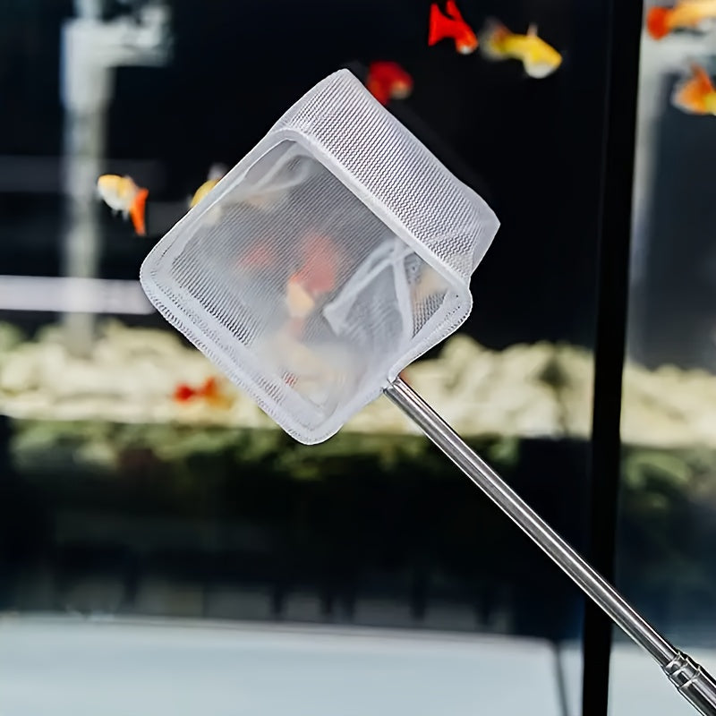 2Pcs/Set Aquarium Stainless Steel Fish Net for Small Fish Tank, Shrimp Net, Aquarium Betta Fish Tank Accessories, Retractable Adjustable Fishing Net Fast-Dry Mesh Scoop