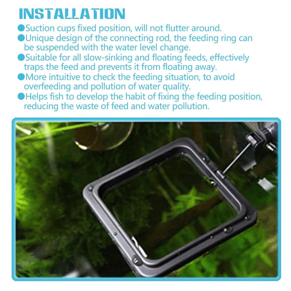 Floating Fish Food Feeder Ring - Aquarium Feeding Tool with Strong Suction Cup, Prevents Food Dispersion for Tropical Fish, Shrimp & Fry