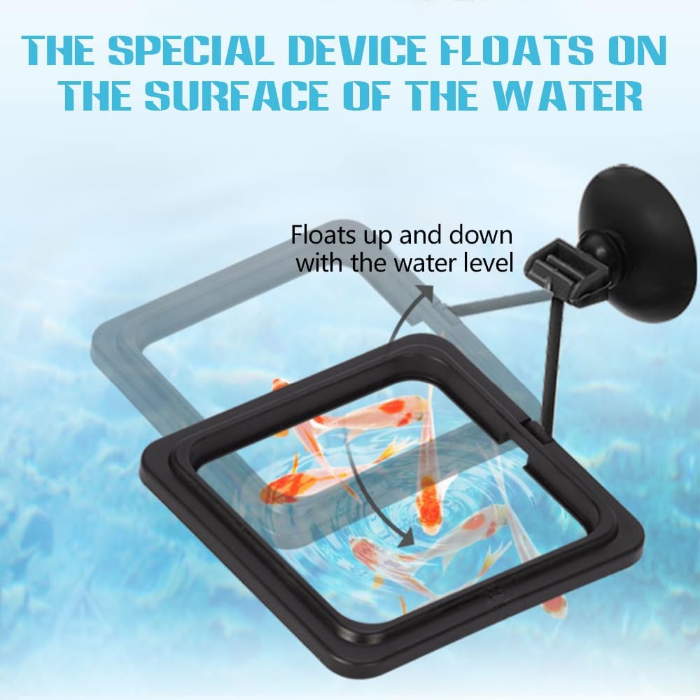 Floating Fish Food Feeder Ring - Aquarium Feeding Tool with Strong Suction Cup, Prevents Food Dispersion for Tropical Fish, Shrimp & Fry