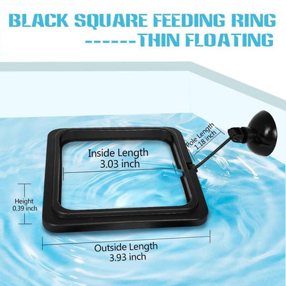Floating Fish Food Feeder Ring - Aquarium Feeding Tool with Strong Suction Cup, Prevents Food Dispersion for Tropical Fish, Shrimp & Fry
