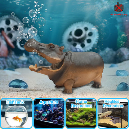 Aquarium Artificial Resin Hippo-Shaped Air Bubbler Decorations for Fish Tank, Aerated Bubble Stones, Aquatic Pet Supplies Home Accessories Decoration, Fish Tank Bubbler Decorations Aquarium Ornament Kit with Air Stone Pump, Pump not included