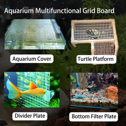 6/12 PCS Aquarium Fish Tank Top Cover Lid Divider Plastic Grid Panel Egg Crate Grate Bottom Isolation Filter Tray Separation Hoods with Acrylic Clear Holder