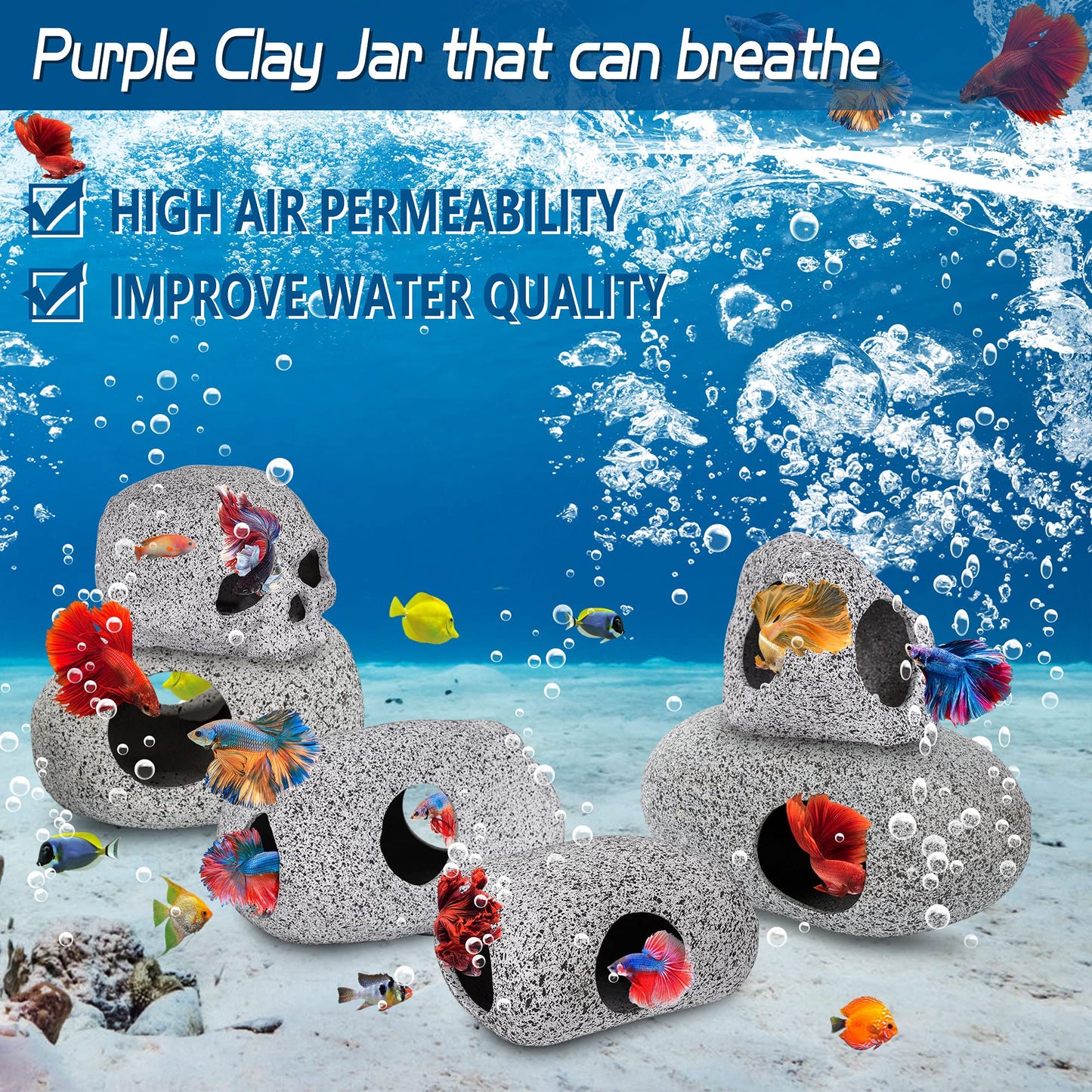 Aquarium Hideaway Rock Cave for Aquatic Pets to Breed, Decor Stone for Betta