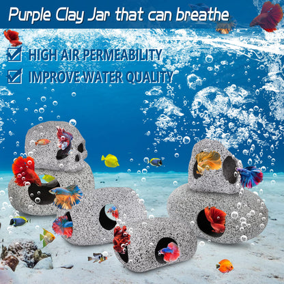 Aquarium Hideaway Rock Cave for Aquatic Pets to Breed, Decor Stone for Betta