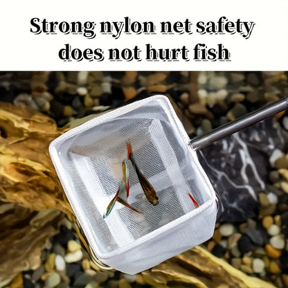 2Pcs/Set Aquarium Stainless Steel Fish Net for Small Fish Tank, Shrimp Net, Aquarium Betta Fish Tank Accessories, Retractable Adjustable Fishing Net Fast-Dry Mesh Scoop